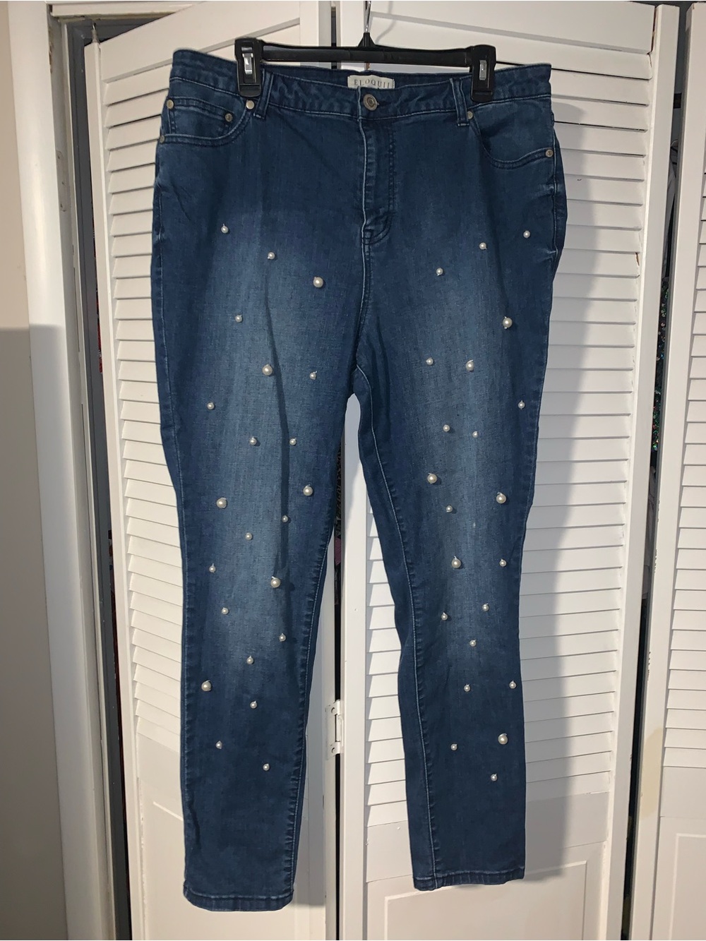 Eloquii Plus Size Women’s Pearl Embellished Skinny Jeans